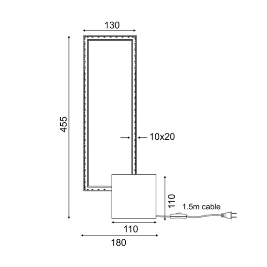 ΕΠΙΤΡΑΠΕΖΙΟ ΦΩΤΙΣΤΙΚΟ LED 12W 3000K 980LM  ΜΑΥΡΟ ΜΕΤ/ΚΟ IP20 18X11XH46CM