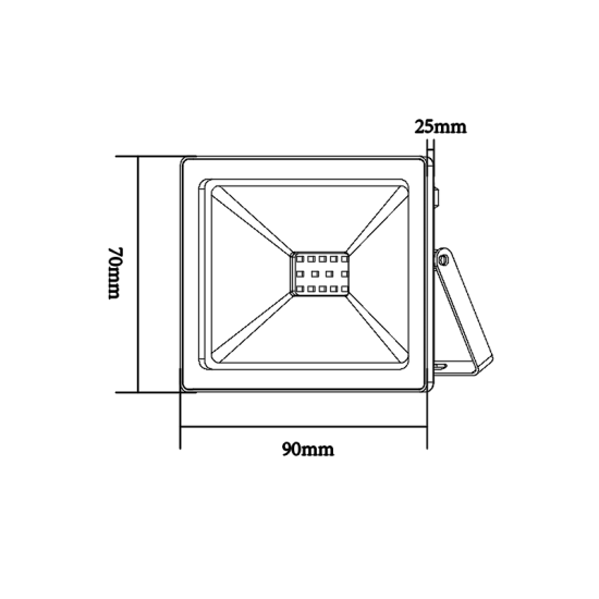 BLACK LED SMD FLOOD LUMINAIRE IP66 10W 3000K 800Lm 230V RA80