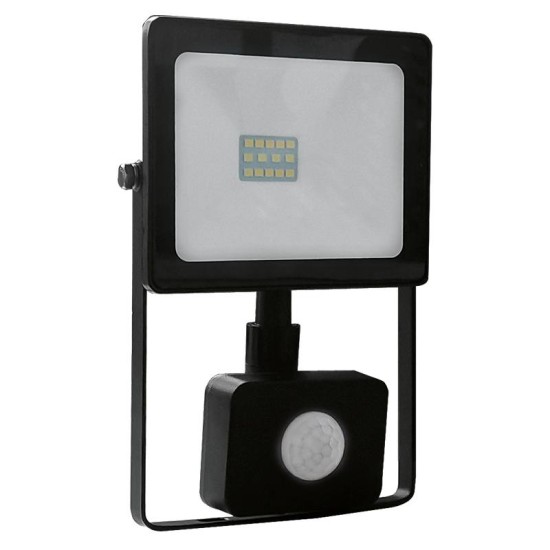 BLACK SENSOR LED SMD FLOOD LUMINAIRE IP66 10W 4000K 850Lm 230V RA80