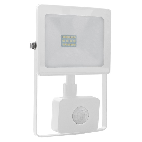 WHITE SENSOR LED SMD FLOOD LUMINAIRE IP66 10W 4000K 850Lm 230V RA80