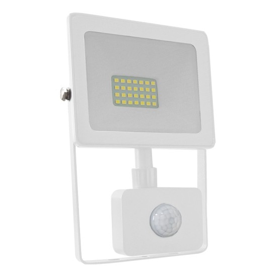 WHITE SENSOR LED SMD FLOOD LUMINAIRE IP66 20W 3000K 1600Lm 230V RA80