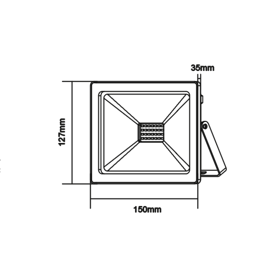 BLACK LED SMD FLOOD LUMINAIRE IP66 20W 6000K 1760Lm 12-24V DC RA80