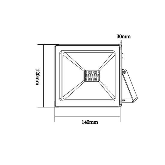 WHITE LED SMD FLOOD LUMINAIRE IP66 30W 3000K 2400Lm 230V RA80