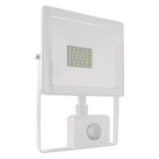 WHITE SENSOR LED SMD FLOOD LUMINAIRE IP66 30W 3000K 2400Lm 230V RA80