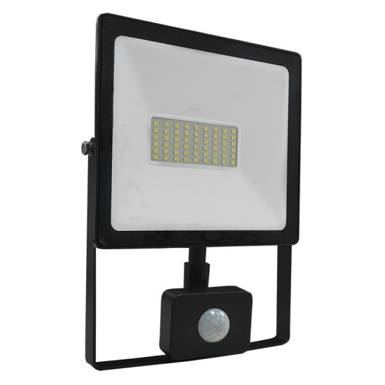 BLACK SENSOR LED SMD FLOOD LUMINAIRE IP66 50W 4000K 4250Lm 230V RA80