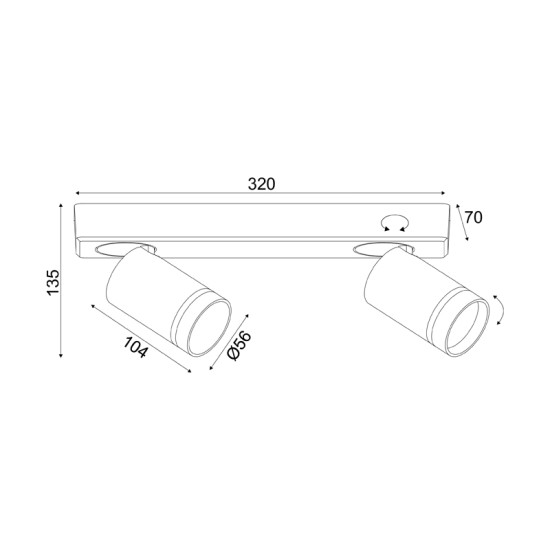 ΕΠΙΤΟΙΧΟ ΦΩΤΙΣΤΙΚΟ 2XGU10  ΜΑΥΡΟ ΑΛΟΥΜΙΝΙΟ IP20 32X7X13,5CM