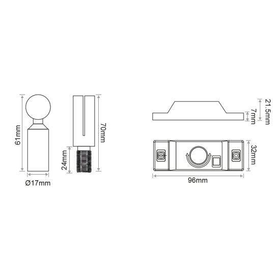 ROOFPATH SET OF 2PCS WHITE BASE HOLDER WITH 45° ADJUSTABLE ROD