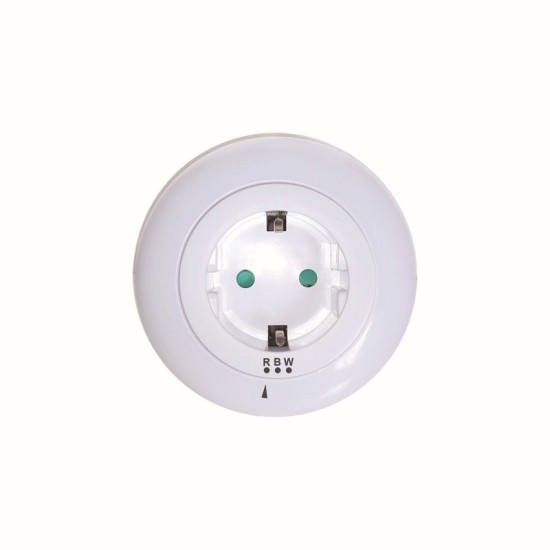 LED NIGHT LAMP 0,5W WITH SOCKET, SENSOR, WHITE/BLUE/RED LIGHT, WHITE PLASTIC 230V IP20
