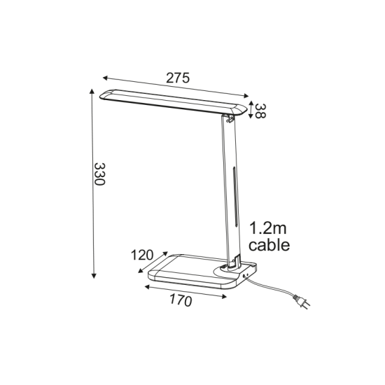 ΕΠΙΤΡΑΠΕΖΙΟ Φ/Σ LED 5W ΜΑΥΡΟ CCT 320LM+TOUCH SWITCH+WIRELESS/USB CHARGER  FUTUR2