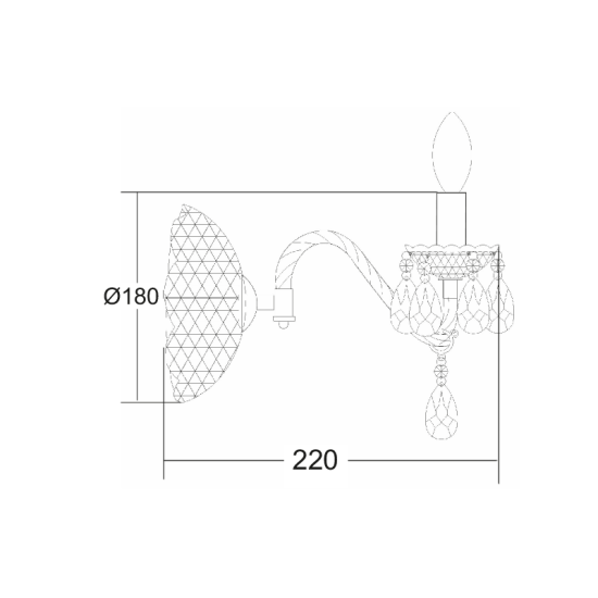 WALL LAMP 1X40W E14 BLACK ACRYLIC PEGASUS