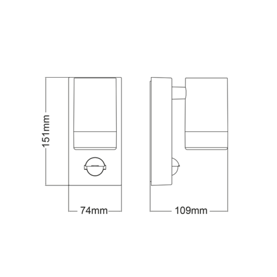 SENSOR ONE BEAM GREY WALL LUMINAIRE GU10 MAX. 3W LED IP65