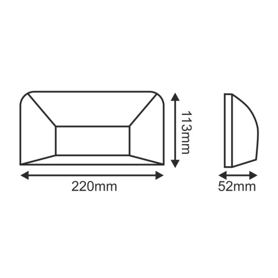 LED WALL RECTANGLE LUMINAIRE GREY 230V AC IP65 6W 3000K 350LM RA80