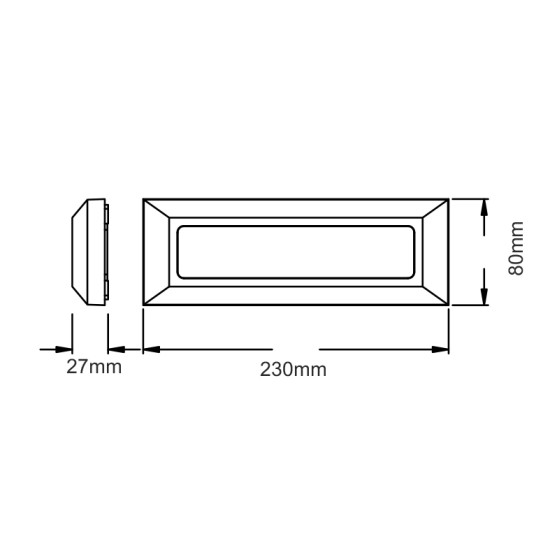 LED WALL RECTANGLE LUMINAIRE DARK GREY 230V AC IP65 4W 3000K 290LM RA80