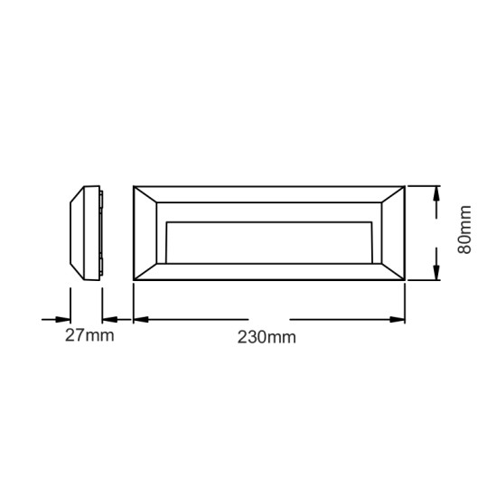 LED WALL RECTANGLE LUMINAIRE RUST 230V AC IP65 2W 3000K 100LM RA80