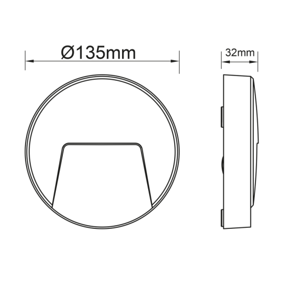 LED WALL ROUND LUMINAIRE WHITE 230V AC IP65 3W 3000K 200LM RA80