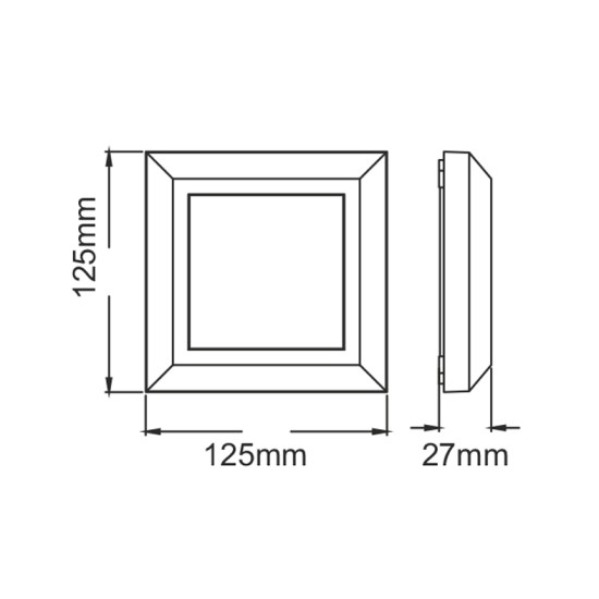 LED WALL SQUARE LUMINAIRE GREY 230V AC IP65 4W 3000K 270LM RA80