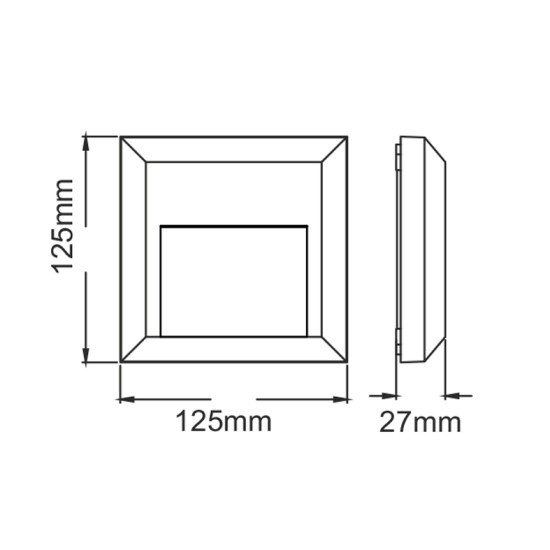 LED WALL SQUARE LUMINAIRE WHITE 230V AC IP65 1.5W 3000K 100LM RA80