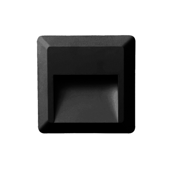 LED WALL SQUARE LUMINAIRE BLACK 230V AC IP65 2W 3000K 100LM RA80