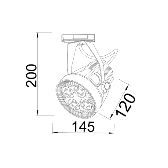 WHITE E27 PAR30 TRACK LIGHT 2WIRES (1PHASE)