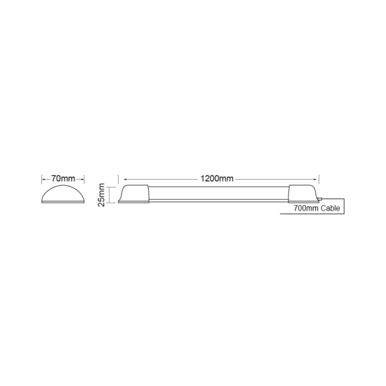 LED LINEAR LUMINAIRE 36W 2800LM 3000K 120° 230V AC IP44 Ra>80 30.000HRS