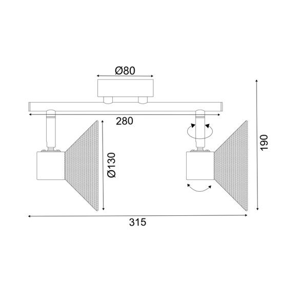 ΕΠΙΤΟΙΧΟ ΦΩΤΙΣΤΙΚΟ 2ΧΕ14  ΜΑΥΡΟ ΜΕΤΑΛΛΙΚΟ 32X13X19CM