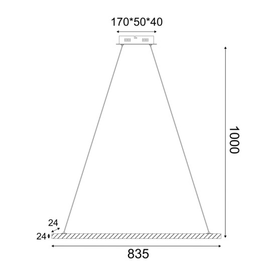 ΚΡΕΜΑΣΤΟ ΦΩΤΙΣΤΙΚΟ LED 13W 3000K 1300LM  ΞΥΛΟ+ΛΕΥΚΟ ΜΕΤ/ΚΟ 83,5X8XH100CM