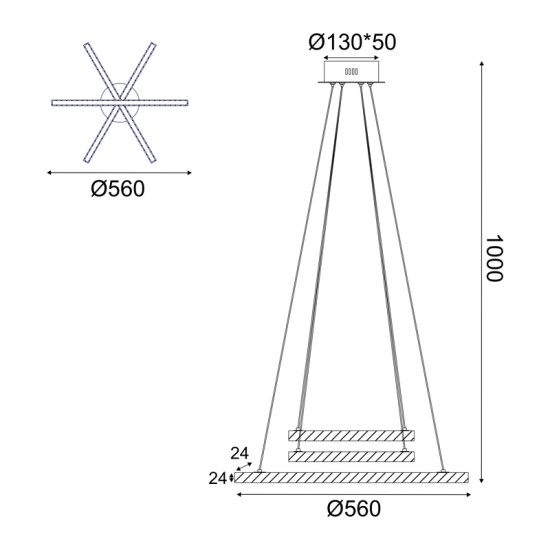 ΚΡΕΜΑΣΤΟ ΦΩΤΙΣΤΙΚΟ LED 27W 3000K 2850LM  ΞΥΛΟ+ΛΕΥΚΟ ΜΕΤ/ΚΟ D56XH100CM