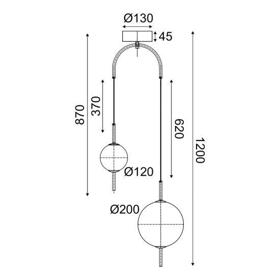 ΚΡΕΜΑΣΤΟ ΦΩΤΙΣΤΙΚΟ LED 11W 3000K 1150LM  ΜΑΥΡΟ ΜΕΤ/ΚΟ+ΛΕΥΚΟ ΓΥΑΛΙ D37XH120CM