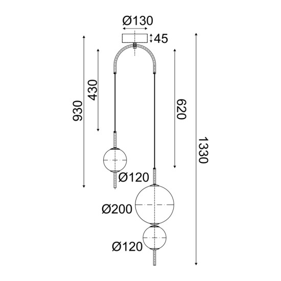 ΚΡΕΜΑΣΤΟ ΦΩΤΙΣΤΙΚΟ LED 15W 3000K 1500LM  ΜΑΥΡΟ ΜΕΤ/ΚΟ+ΛΕΥΚΟ ΓΥΑΛΙ D37XH130CM