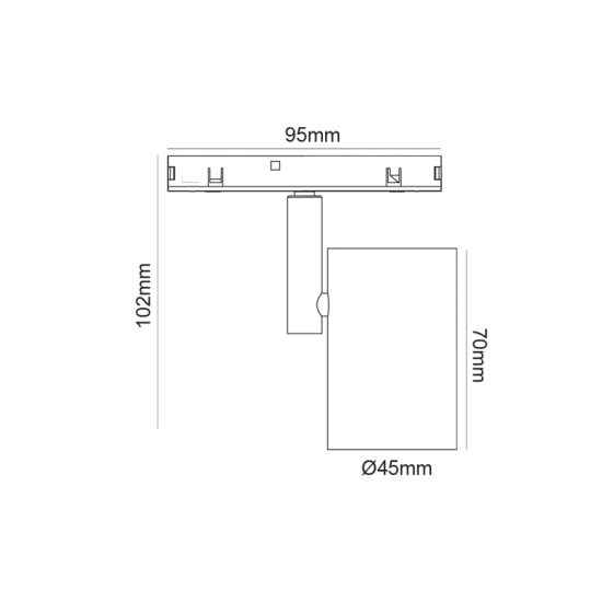 ΜΙΝΙ ΜΑΥΡΟ ΜΑΓΝΗΤΙΚΟ ΣΠΟΤ 24V DC 9W 3000K 840LM 38°  Φ45*70(102)ΜΜ