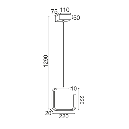 ^ΚΡΕΜΑΣΤΟ Φ/Σ LED 8W 3000K 780LM ΛΕΥΚΟ ΜΕΤΑΛΛΙΚΟ 22X11XH129CM EUCLID1