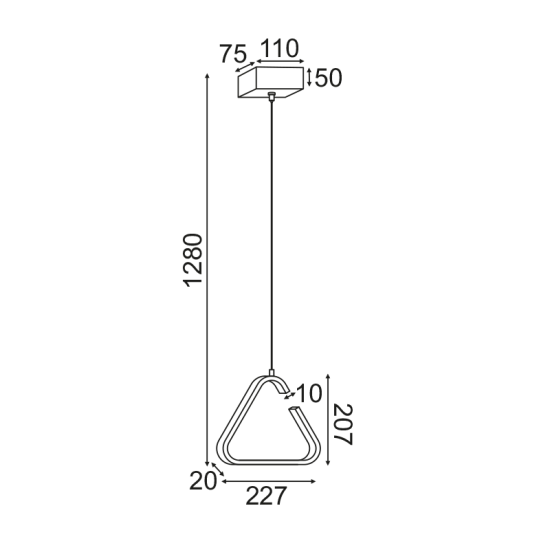 ^ΚΡΕΜΑΣΤΟ Φ/Σ LED 7W 3000K 725LM ΜΑΥΡΟ ΜΕΤΑΛΛΙΚΟ 23X11XH128CM EUCLID2