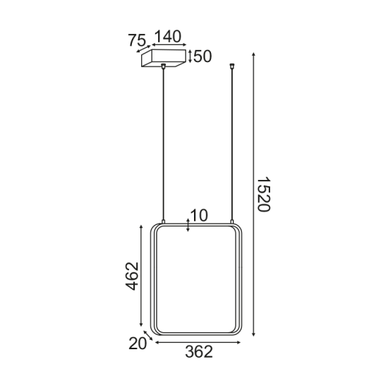 ^ΚΡΕΜΑΣΤΟ Φ/Σ LED 19W 3000K 1820LM ΜΑΥΡΟ ΜΕΤΑΛΛΙΚΟ 36X14XH1520CM SYMETRIA