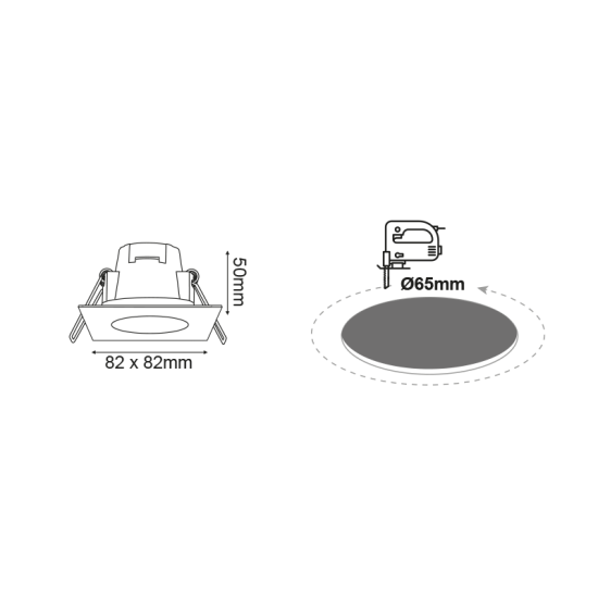 LED SPOT IP65 SQUARE ROUND 5W 3.000K 230V AC 400Lm 120° Ra80