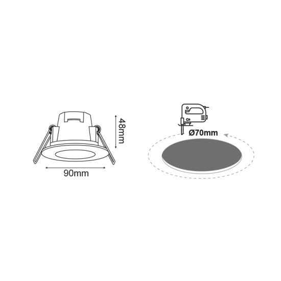 LED SPOT IP65 N.M. ROUND 5W 6.000K 230V AC 420Lm 120° Ra80