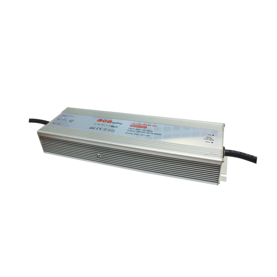 ^METAL 5YRS CV LED DRIVER 200W 230V AC-12V DC 16.7A IP67 WITH CABLES