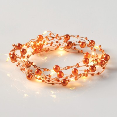 BROWN COFFEE BEADS, 20 LED ΛΑΜΠ. COPPER, WW, ΧΑΛΚΙΝΟ ΚΑΛ. & ΜΠΑΤ. 2xAA, IP20, 2M+10CM, 1.2W