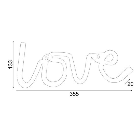 LOVE, 118 NEON LED LIGHTS WITH BATTERY (3xAA)/USB, WW, IP20, 35.5x2x13cm