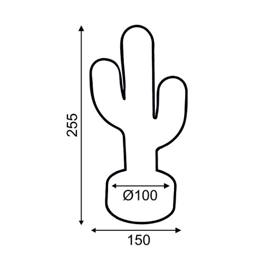 "CACTUS" 45 NEON LED LIGHTS WITH BATTERY (3xAA)/USB GREEN IP20 15x10x25.5cm