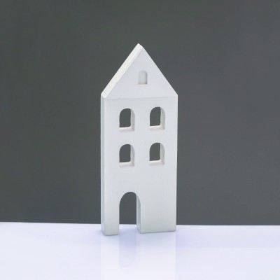 WOODEN DECORATIVE WHITE HOUSE  ΜΟΤΙΦ 7*2*18cm WOODEN DECORATIVE WHITE HOUSE  ΜΟΤΙΦ 7*2*18cm