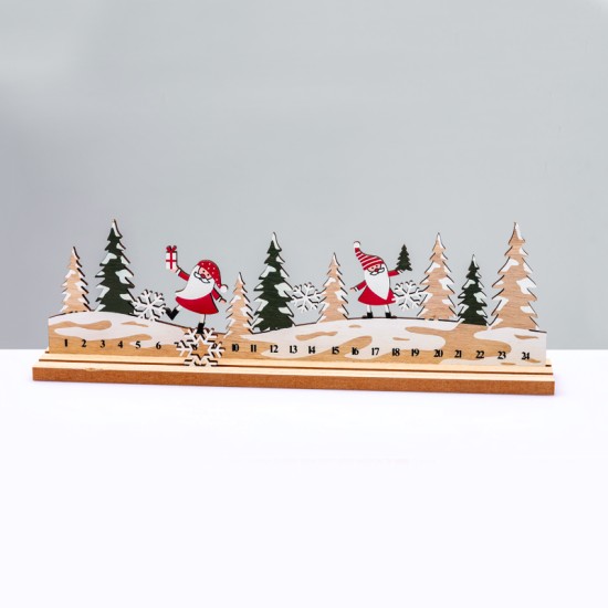 WOODEN XMAS COUNTDOWN WITH SANTA ΔΙΑΚΟΣΜHTIKO ΜΟΤΙΦ 33x5x10cm