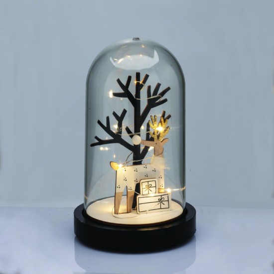 WOODEN DEER WITH PLASTIC COVER(TREE) 8MINI LED ΔΙΑΚ ΘΕΡΜ ΛΑΜΠ ΜΠΑΤ 2ΧΑΑΑ(ΣΥΜΠΕΡΙΛΑΜΒ) ΔΙΑΜ:11*19cm