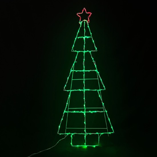 CHRISTMAS TREE 100 LED ΛΑΜΠ ΣΕΙΡΑ ΠΡΑΣΙΝΟ ΜΕ ΚΟΚΚΙΝΟ ΑΣΤΕΡΙ ΣΤΑΘΕΡΟ IP44 60*150cm 5m ΚΑΛ.