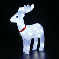 ACRYLIC STANDING REINDEER WITH RIBBON 40 LED ΛΕΥΚΑ IP44 31*13,5*33cm  30cm ΚΑΛ.