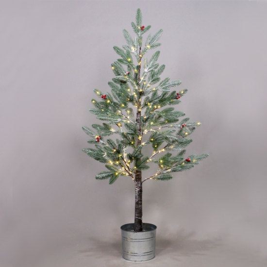 SNOW FLOWER TREE WITH RED CHERRY&POT 168WW LED ΛΑΜΠΑΚ ΑΝΤΑΠ(4,5V)IP44 ΥΨ.120CM Ø20CM 3MΚΑΛΩΔ ΤΡΟΦ