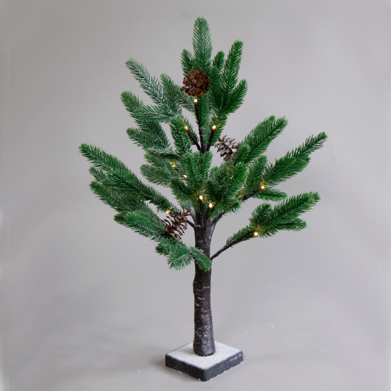 “SNOW PINE TREE WITH PINE CONES” 24 WW LED ΛΑΜΠΑΚ. IP20 3xAA ΥΨΟΣ 60CM ΒΑΣΗ 10x10CM