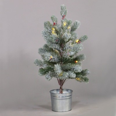 “SNOW PINE TREE WITH RED CHERRY AND POT” 28 WW LED ΛΑΜΠΑΚ. IP20 3xAA ΥΨΟΣ 55cm Ø12,5cm