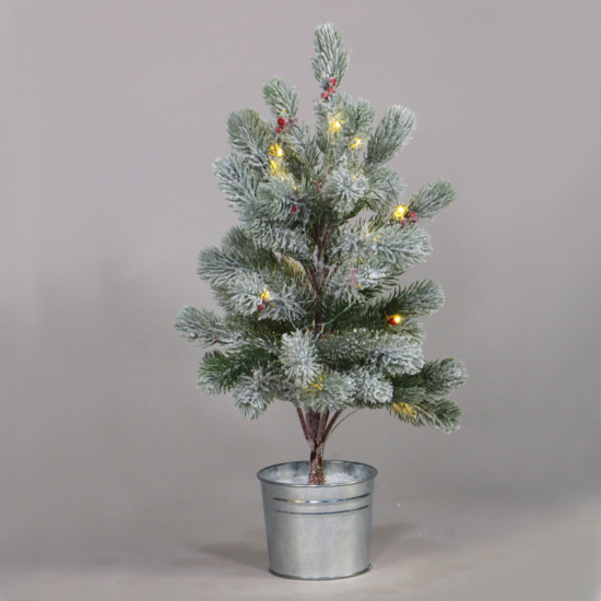 “SNOW PINE TREE WITH RED CHERRY AND POT” 28 WW LED ΛΑΜΠΑΚ. IP20 3xAA ΥΨΟΣ 55cm Ø12,5cm