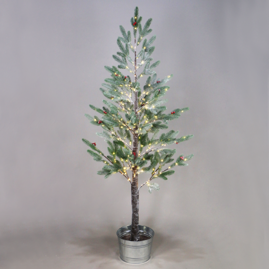 SNOW FLOWER TREE WITH RED CHERRY&POT 288WW LED ΛΑΜΠΑΚ ΑΝΤΑΠ(4,5V)IP44 ΥΨ.160CM Ø20CM 3MΚΑΛΩΔ ΤΡΟΦ