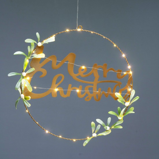 CIRCLE MERRY CHRISTMAS ΚΡΕΜΑΣΤ ΔΙΑΚΟΣΜΗΤΙΚ 40LED ΛΑΜΠ ΘΕΡΜ ΣΤΑΘ ΜΠΑΤ 2ΧΑΑ(ΔΕΝ ΣΥΜΠ) IP20 ΔΙΑΜ:40cm